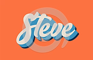 orange blue white steve hand written word text for typography lo