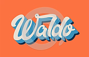 orange blue white waldo hand written word text for typography lo