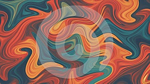 Orange, Blue, And Yellow Swirl Pattern On Smokey Background