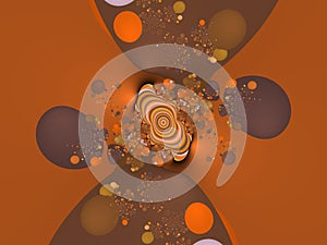 Orange bluel fractal shiny forms, forms abstract design, energy pattern