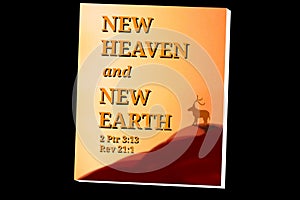 Orange Book with Text "NEW HEAVEN and NEW EARTH" photo