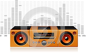 Orange boombox with signal spectrum, vector