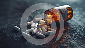 The spilled pill bottle. AI generated photo