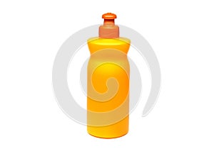 Orange bottle used for shampoo and other creams or gels