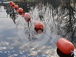 Orange Bouys Water Floating Sky