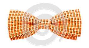 Orange bow tie with white stripes