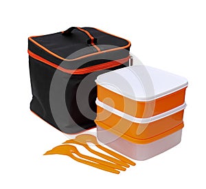 Orange boxes with black zipper bag