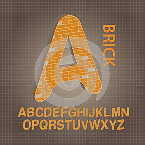 Orange Brick Alphabet Vector