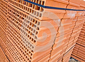 Orange brick building wall material