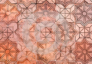 Orange brick surface of geometric pattern