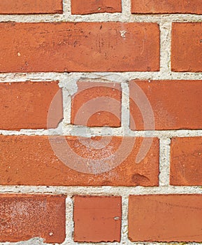 Orange, brick and wall texture with rough pattern, concrete background and masonry in architecture. Cracked, detail and