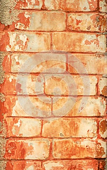 Orange bricks texture. background for design. Vertical old brickwall background. stone texture