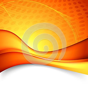 Orange bright wave technology background