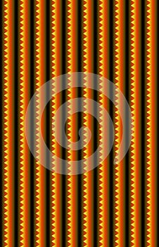 An orange and bronze vertical pattern with jagged serrated edges.