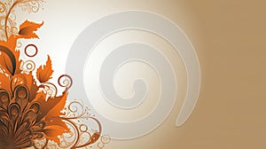 an orange and brown floral design on a beige background