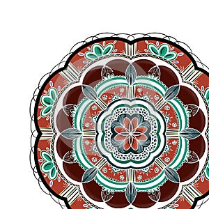 Orange and brown flower mandala for your designs.