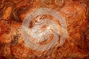Orange brown fluid illustration. Digital marbling card. Abstract amber fluid art background. Marble textile print