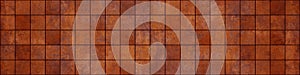 Orange brown rusty vintage retro geometric square mosaic motif cement tiles texture background banner panorama