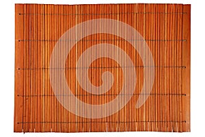 Orange brown vintage bamboo mat isolated on white