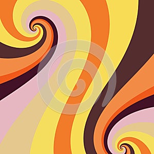 Orange Brown Yellow Candy Striped Sixties Swirl