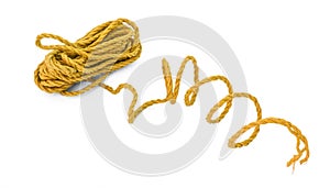 The orange brown yellow rope in the coil