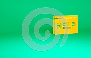 Orange Browser help icon isolated on green background. Internet communication protocol. Minimalism concept. 3d