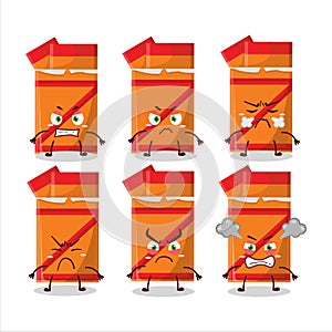 Orange bubble gum cartoon character with various angry expressions