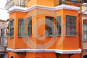 Orange building at Balat street Istanbul Turkey