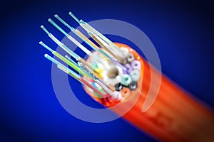 Orange bundle of fiber optic cables