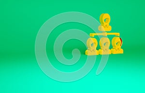 Orange Business hierarchy organogram chart infographics icon isolated on green background. Corporate organizational