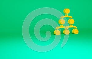 Orange Business hierarchy organogram chart infographics icon isolated on green background. Corporate organizational