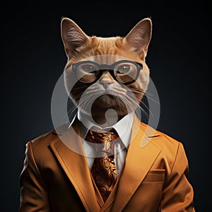 Orange Business Suit Cat - Thomas Wrede Style Mashup