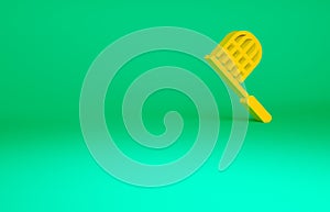 Orange Butterfly net icon isolated on green background. Minimalism concept. 3d illustration 3D render