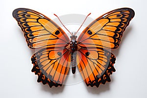 Orange Butterfly Wings Patterned White Background