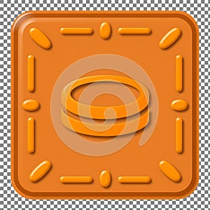 Orange button with circular design