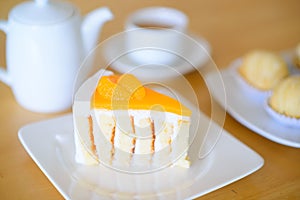 Orange cake in afternoon tea