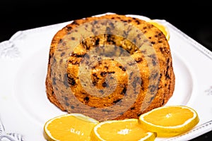 orange cake in old china, homemade brazilian cake