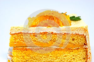 Orange cake on white background