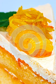 Orange cake on white background