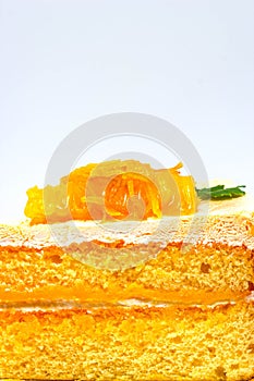 Orange cake on white background