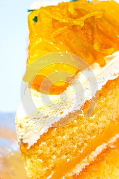 Orange cake on white background