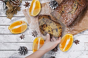 Orange cake with zucchini and chocolate