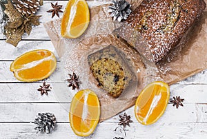 Orange cake with zucchini and chocolate