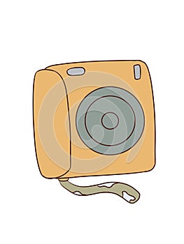 Orange camera vector illustration on white background