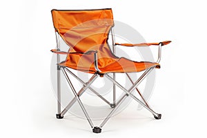 Orange Camping Chair With Wheels on White Background