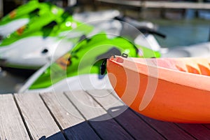 Orange Canoe on a Dock