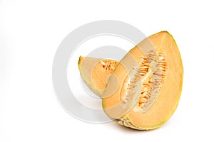 Orange canteloupe melon on white background