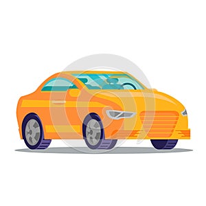 Orange car in flat style. Vector illustration