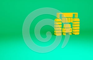 Orange Car wash icon isolated on green background. Carwash service and water cloud icon. Minimalism concept. 3d