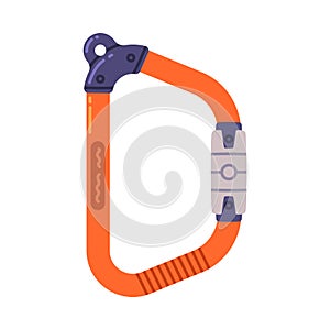 Orange Carabiner or Karabiner as Clip and Shackle Vector Illustration